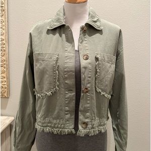 Cotton twill cropped jacket